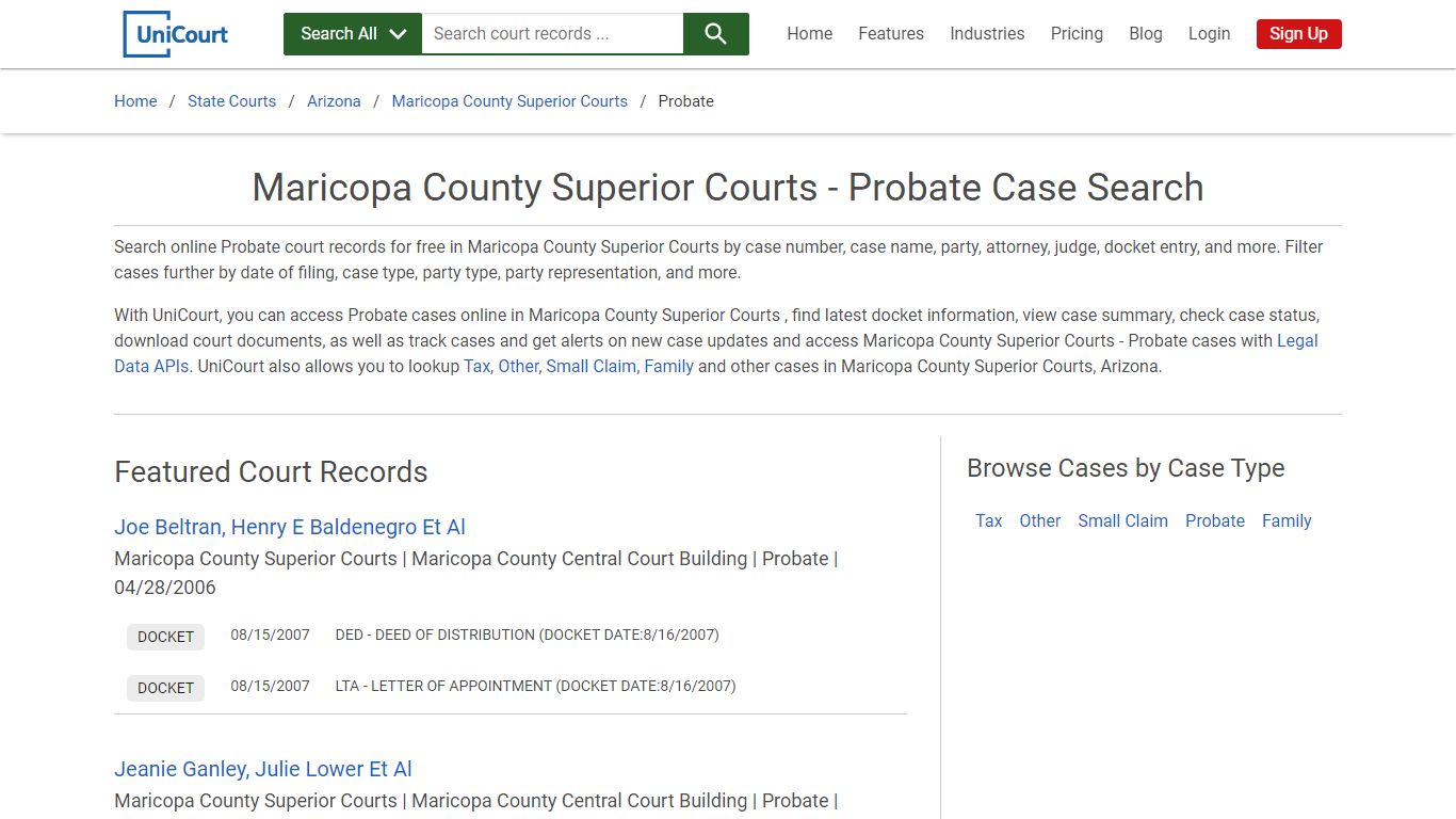 Maricopa County Superior Courts - Probate Case Search